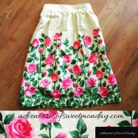 Gathered skirt using fabric with a border